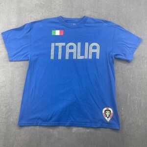 Italia Mens Large Blue Simply For Sports Soccer T-Shirt Italy Flag Graphic Tee